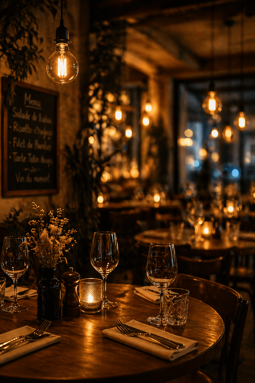 Ambiance chaleureuse d'un restaurant local